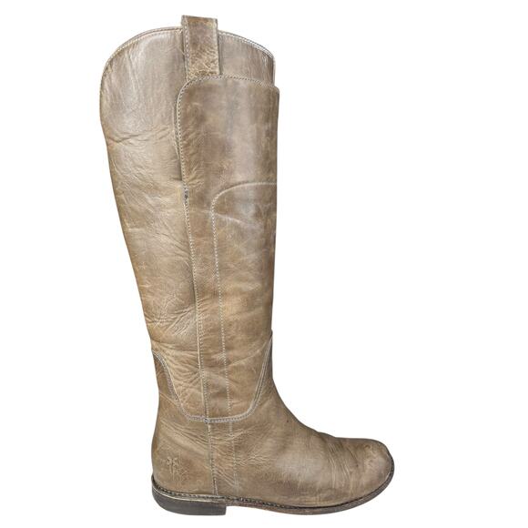 Frye Women’s Paige Taupe Distressed Riding Boot Size US 6.5 - Picture 1 of 12